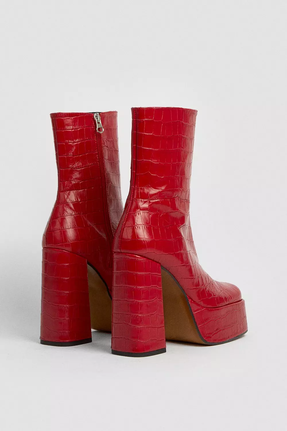 Red leather shoe on sale boots