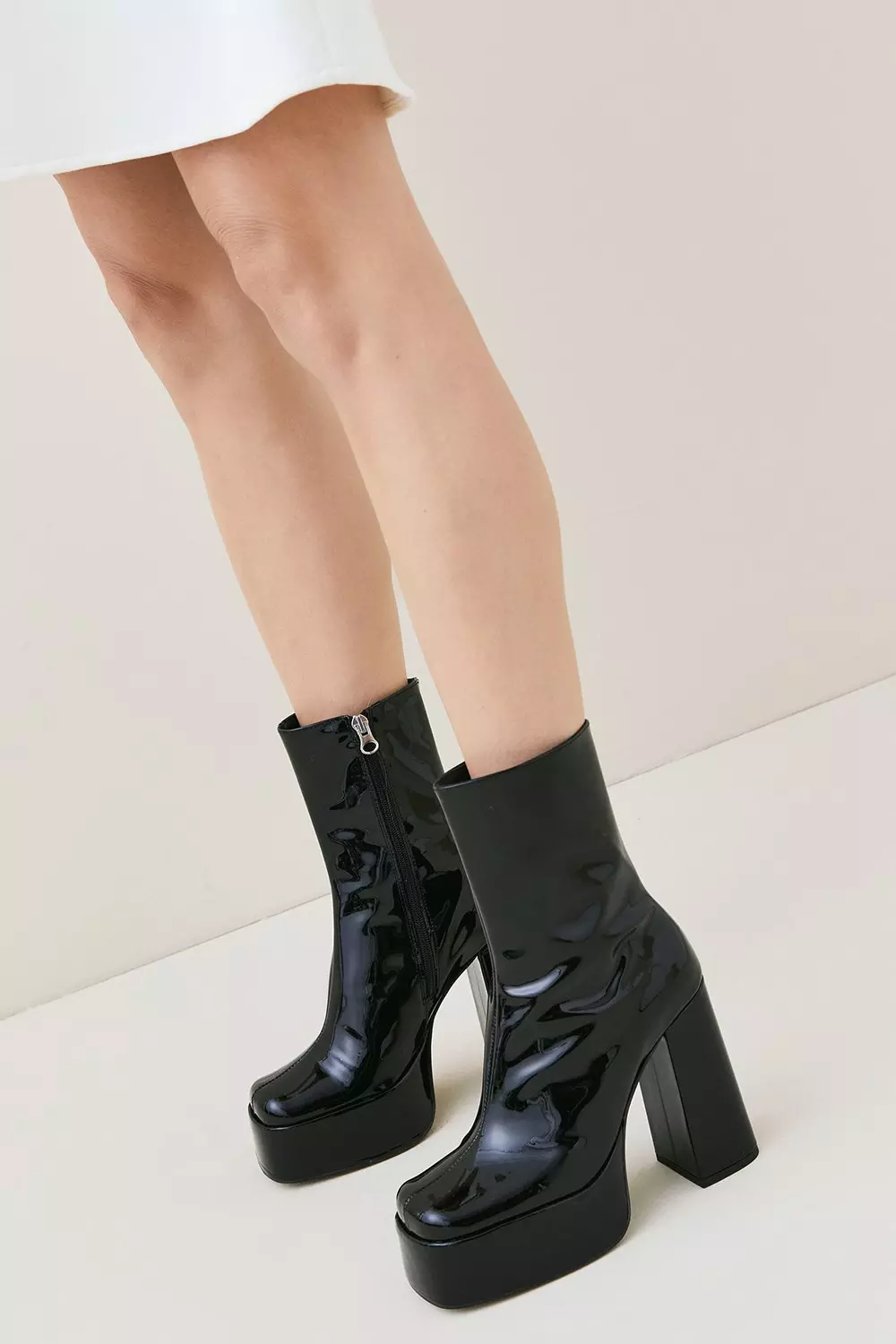 MUCCCUTE Women's Black Platform Boots PU Leather