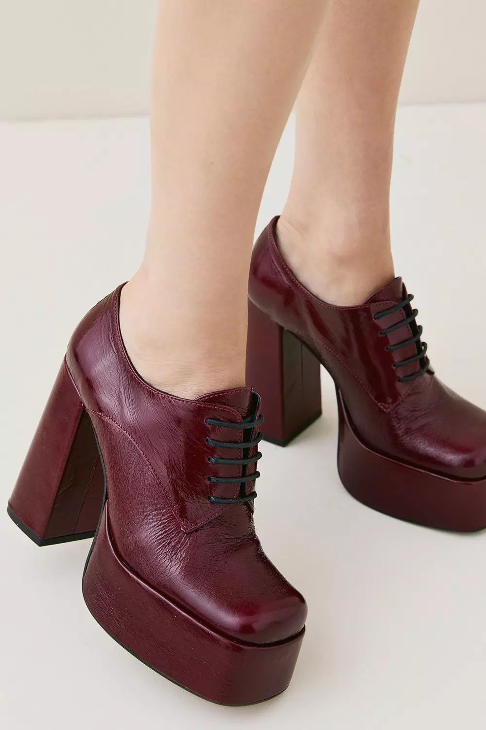 Leather heeled lace up cheap boots