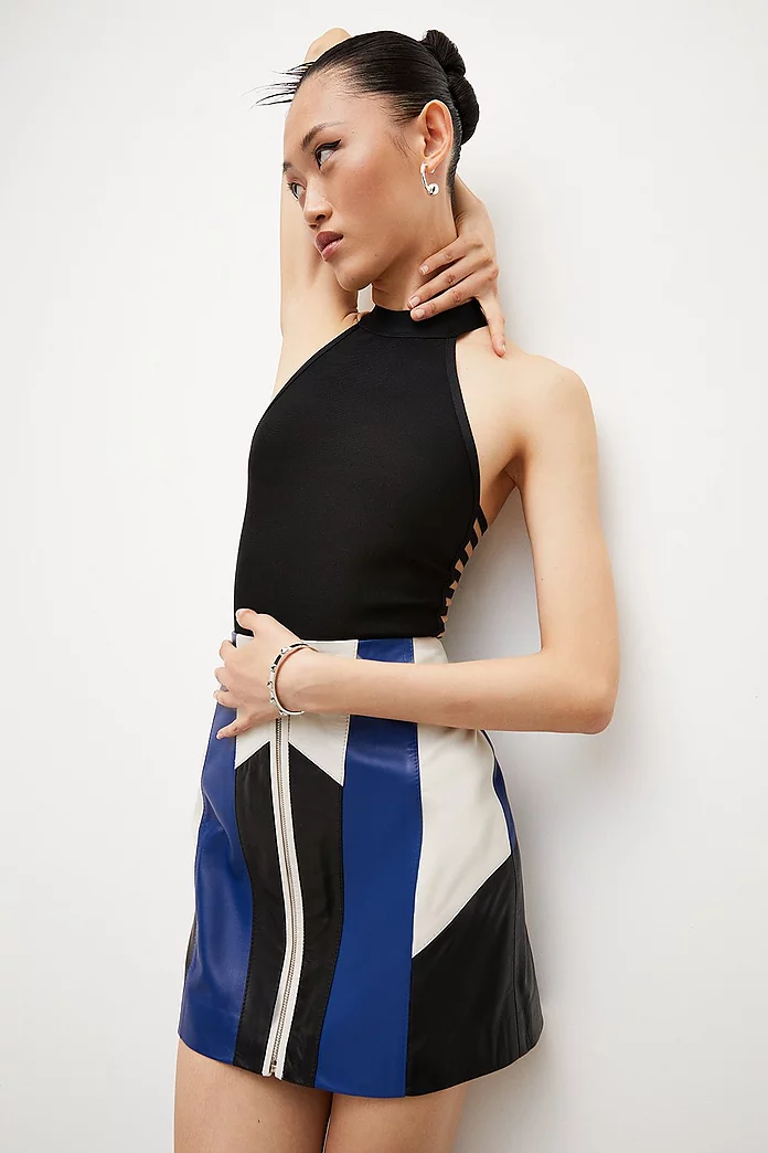 Vergoeding diamant Bevatten Leather Moto Colorblock Mini Skirt | Karen Millen