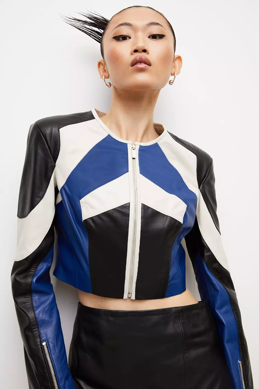 Karen millen shop blue leather jacket