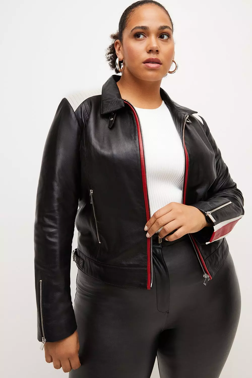 Leather biker shop jacket plus size