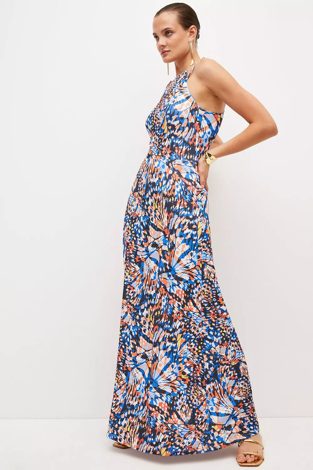 Maxi dress with butterfly print sale