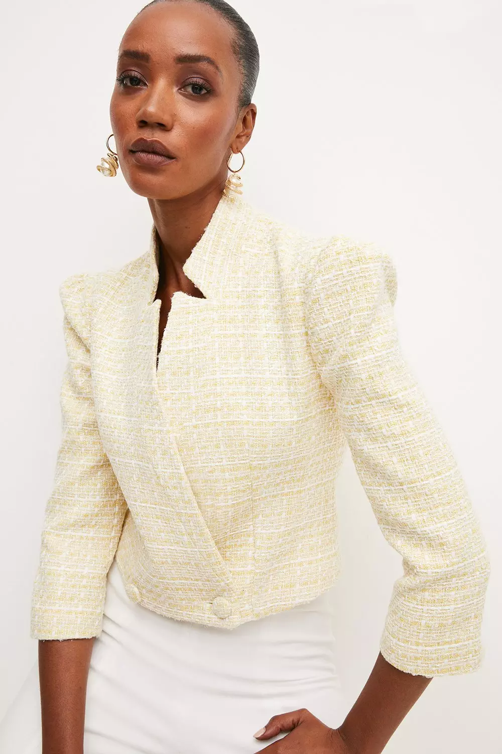 White sparkling tweed blazer