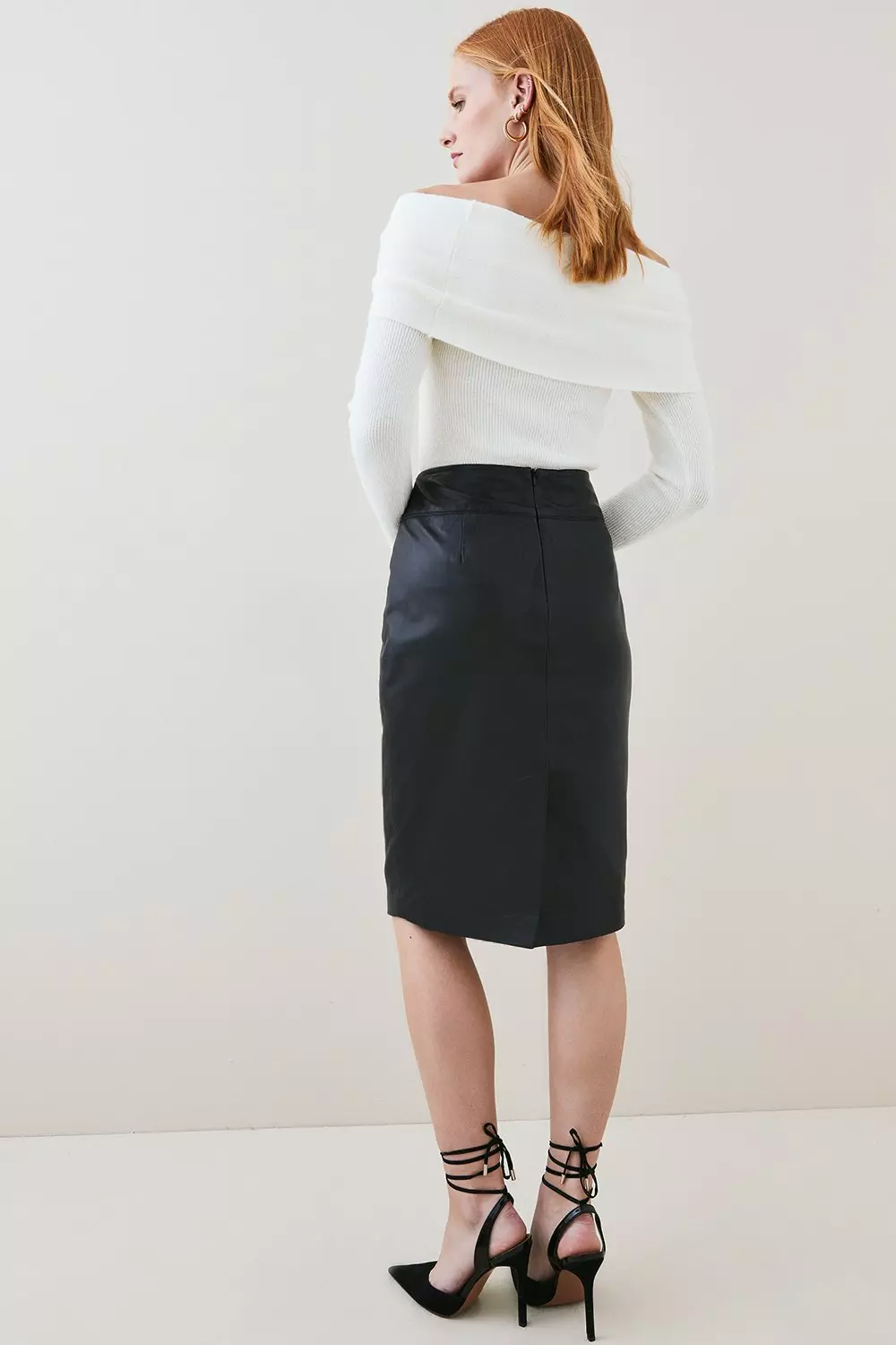 Black leather pencil skirt karen outlet millen