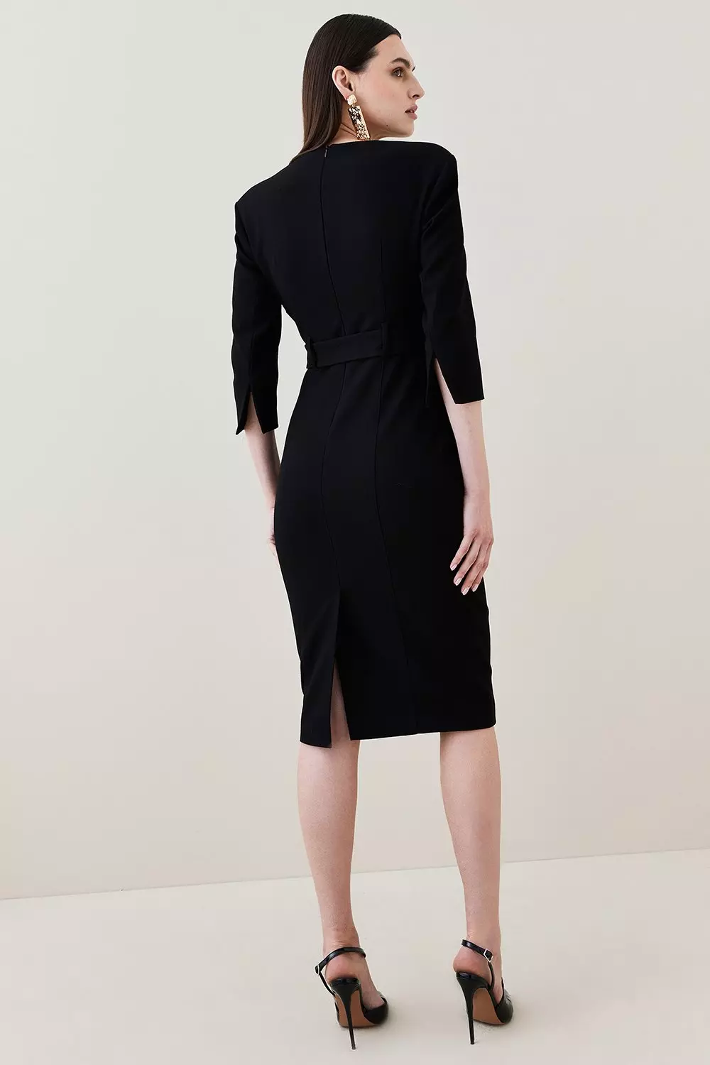 Structured shoulder dress sale