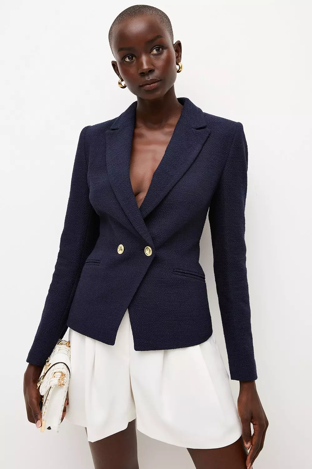 Ladies navy blazer store with gold buttons