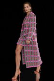 Pink Linton Tweed Tailored Maxi Coat