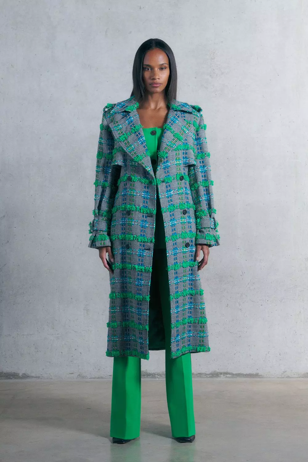 Long best sale tweed coat