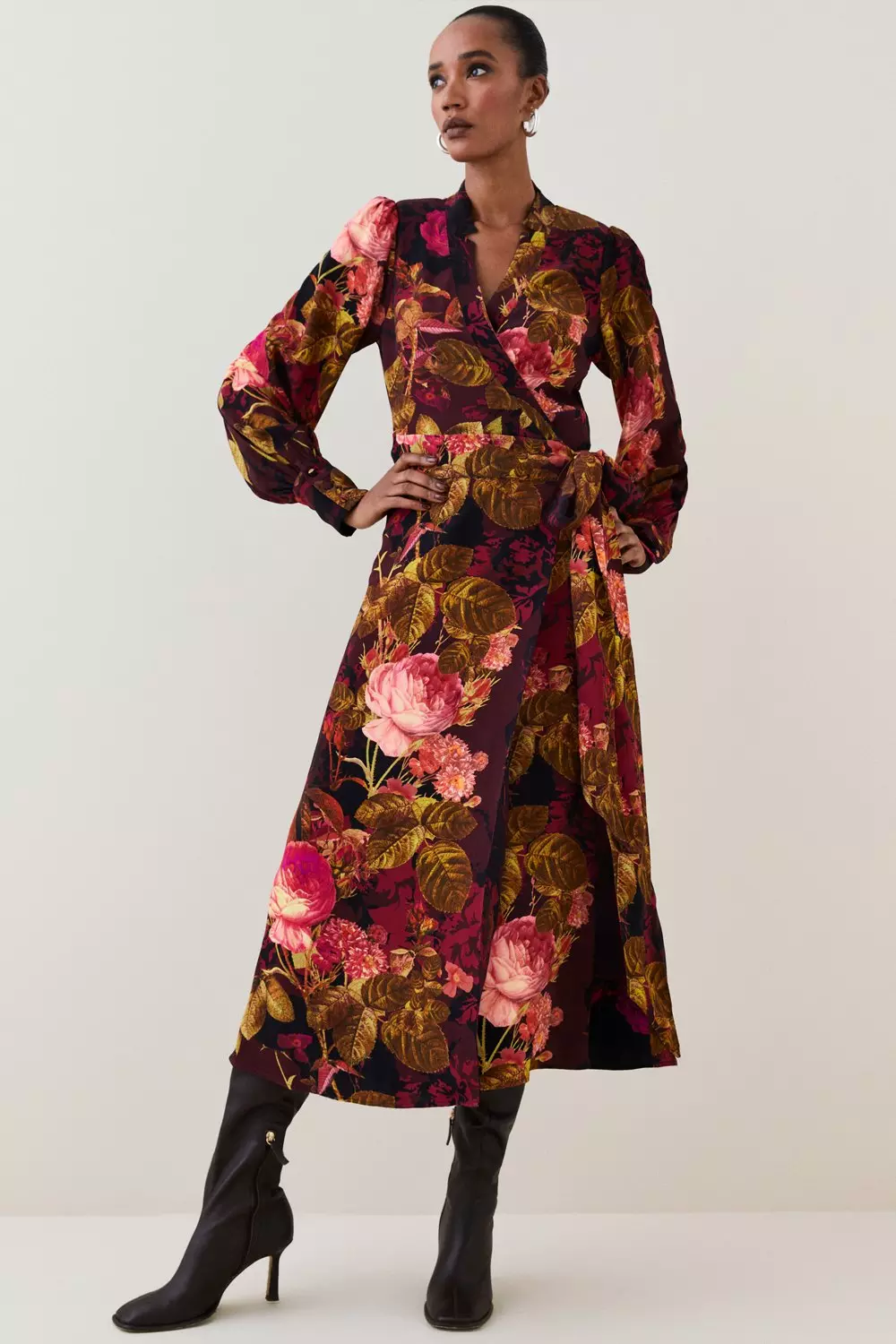 Karen millen floral midi hot sale dress