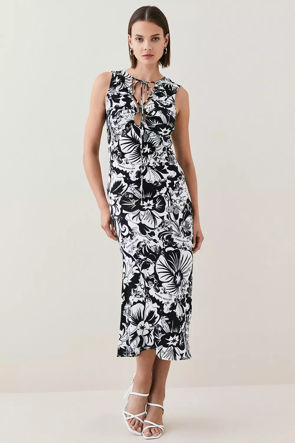 Scarf print outlet midi dress