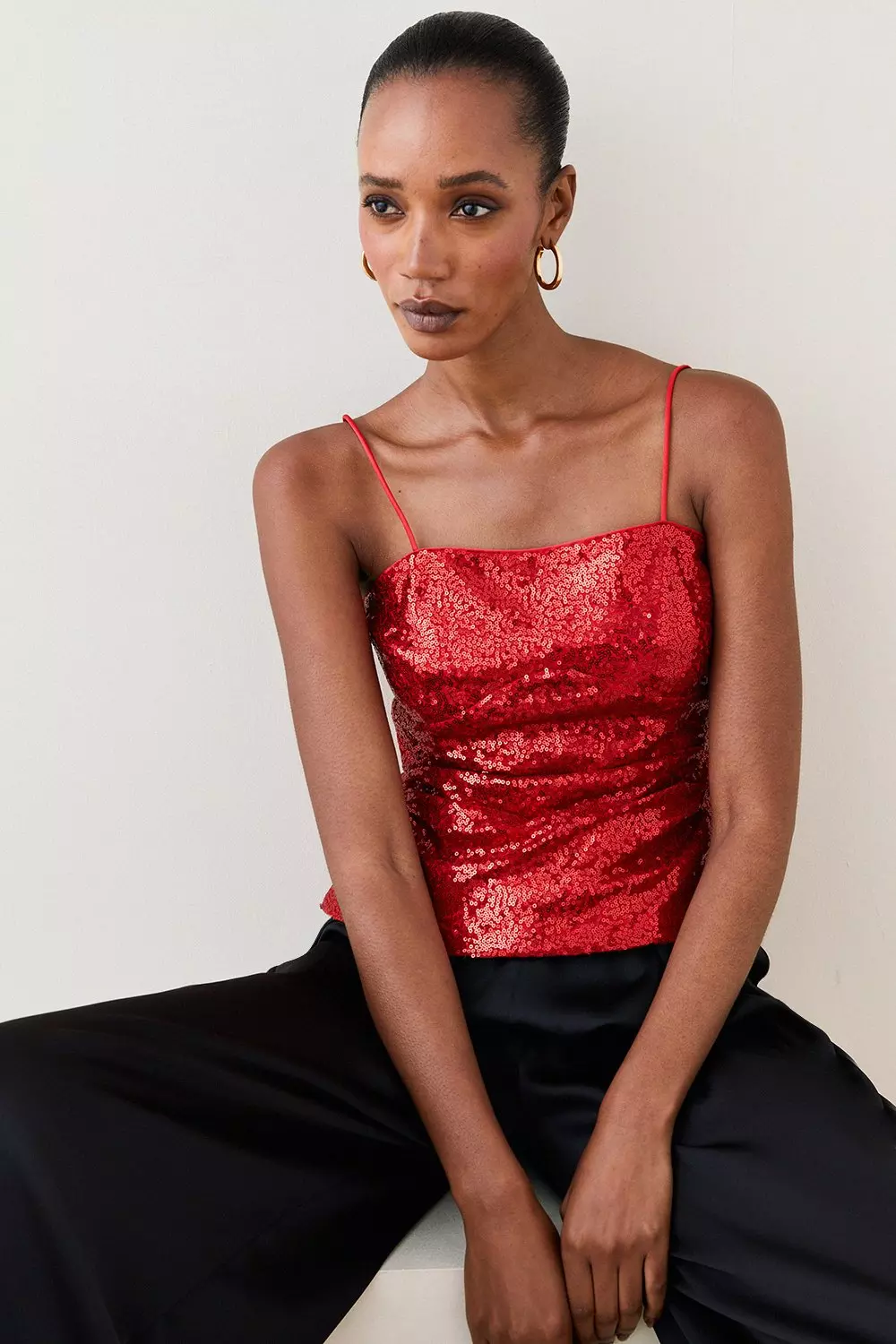 Sequin Strappy Camisole | Karen Millen