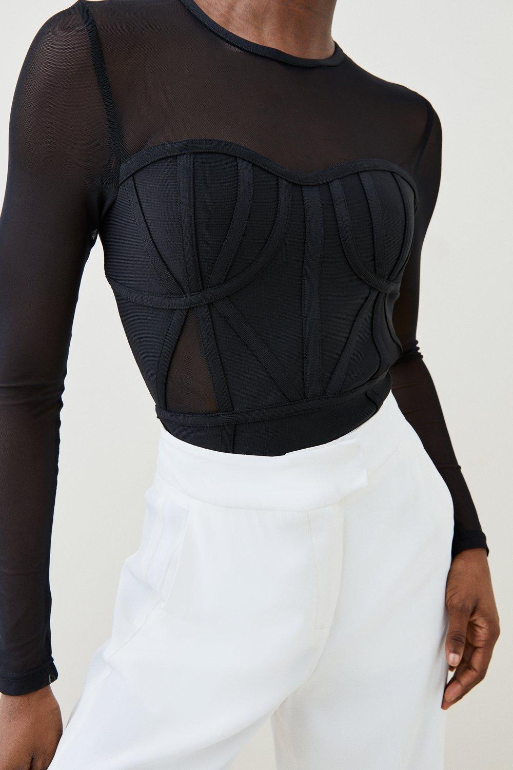 Bandage Corset Mesh Detail Top