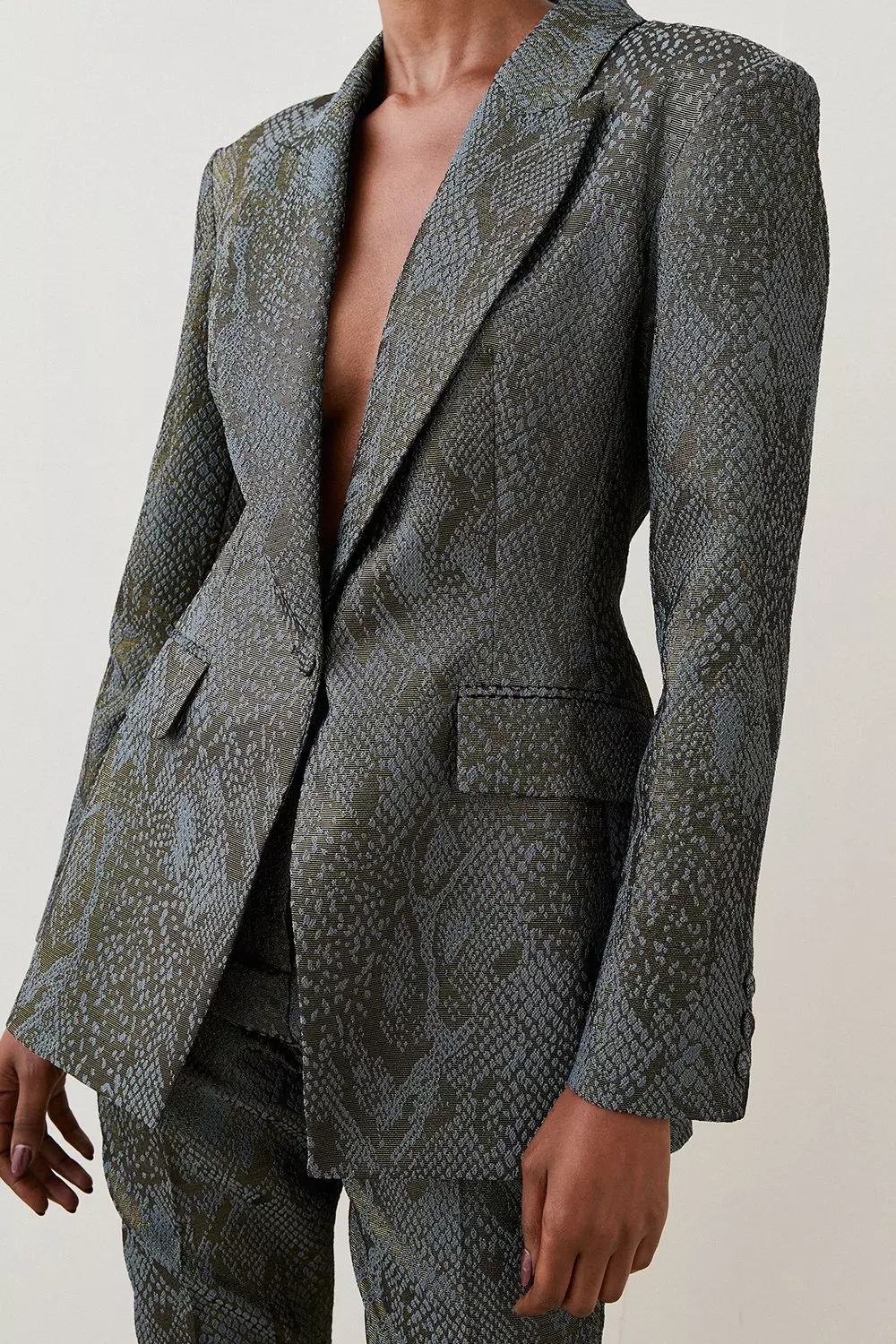 Jacquard Statement Single Breasted Tailored Jacket | Karen Millen