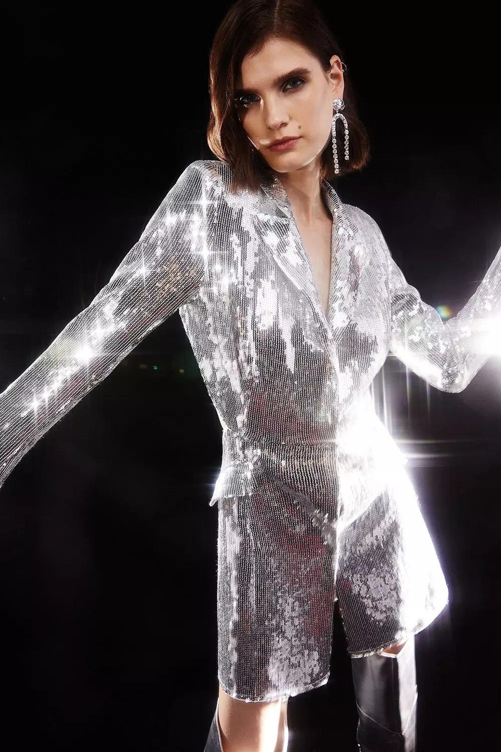 Zara silver store sequin blazer dress