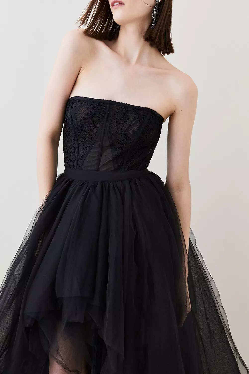 Black strapless outlet tulle dress