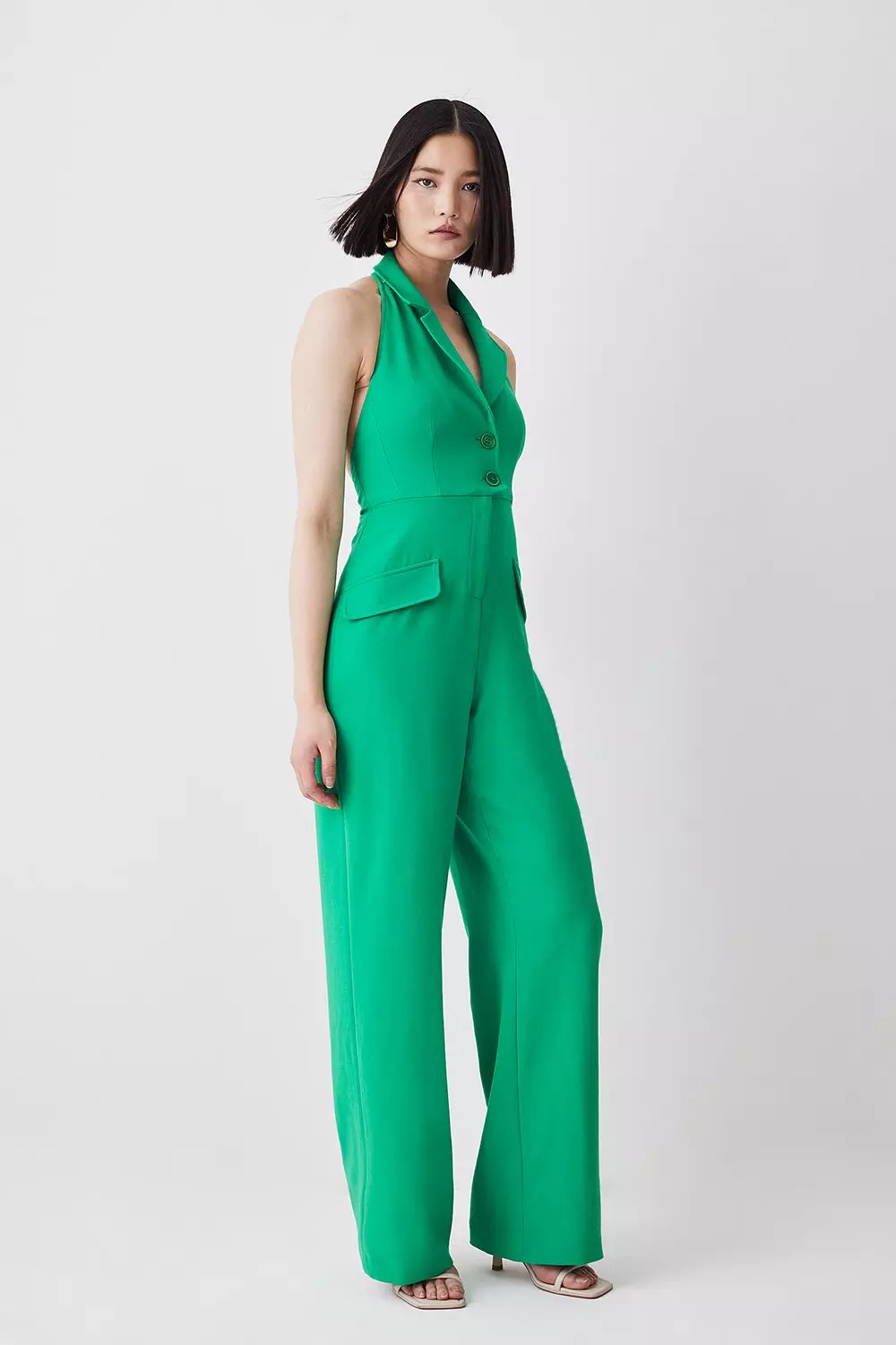 Compact Stretch Tailored Two Piece Jumpsuit | Karen Millen