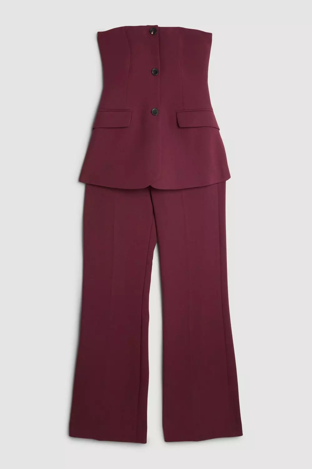 Compact Stretch Tailored Button Bodice Jumpsuit | Karen Millen