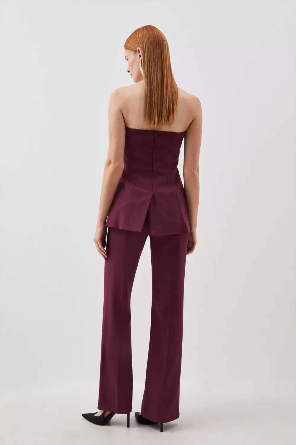 Petite Compact Stretch Button Detail Slim Leg Jumpsuit | Karen Millen