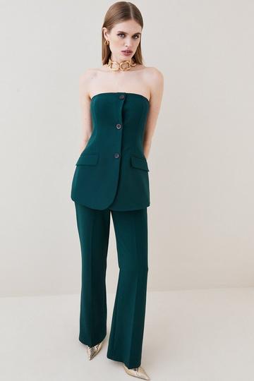 Compact Stretch Button Bodice Jumpsuit forest