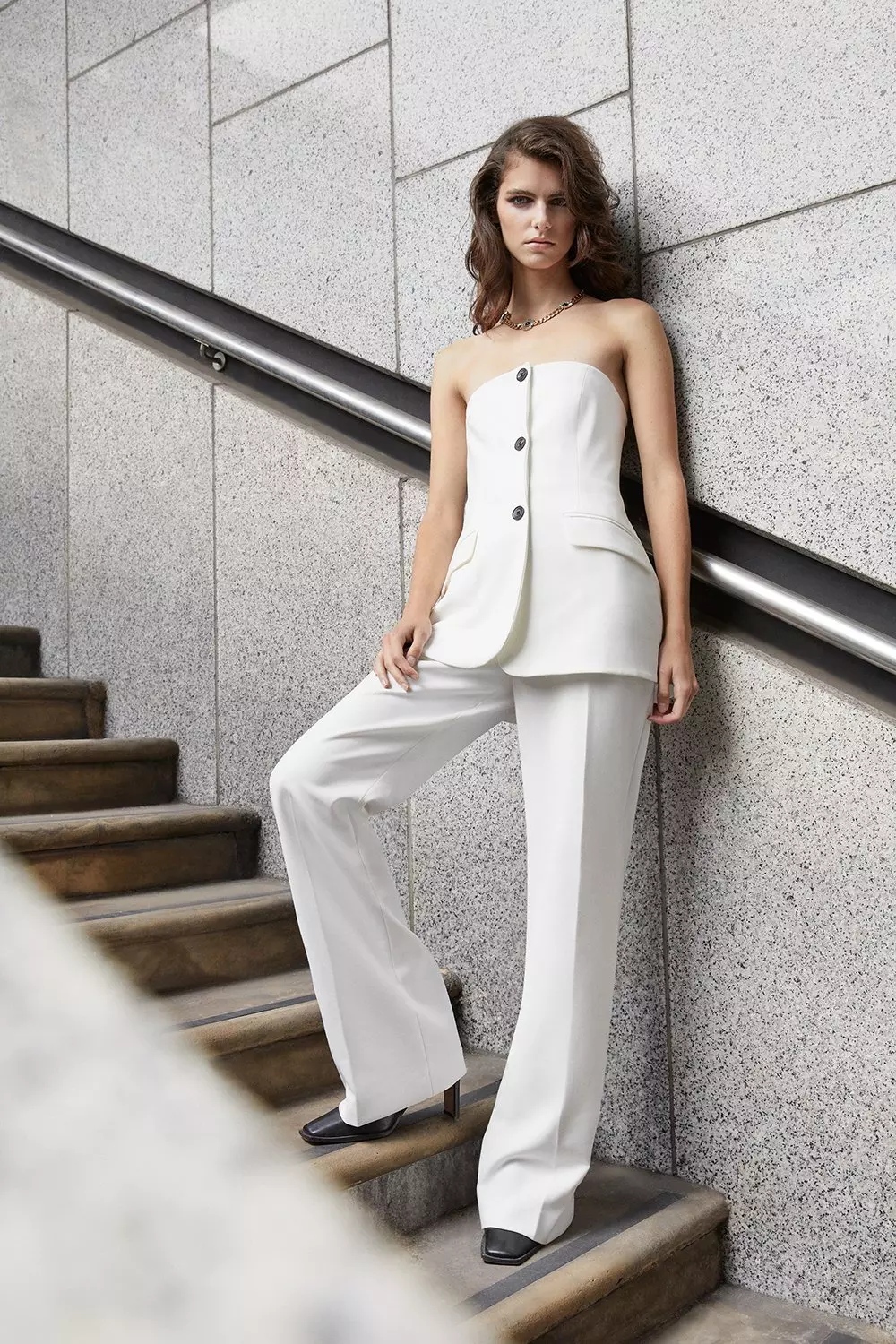 High Waist Tailored Wide Leg Pants - White – Urban Chic