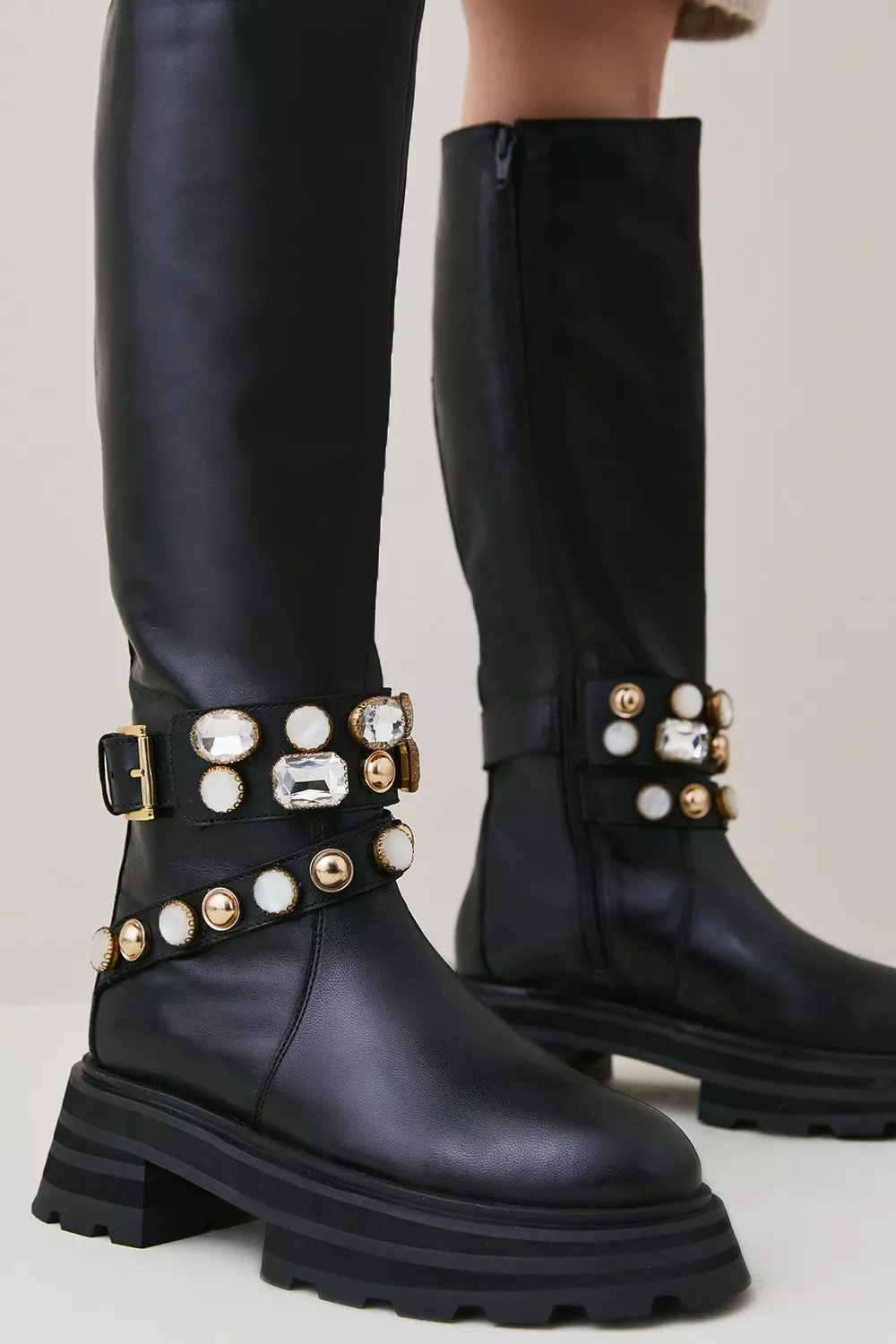 Embellished knee 2025 high boots