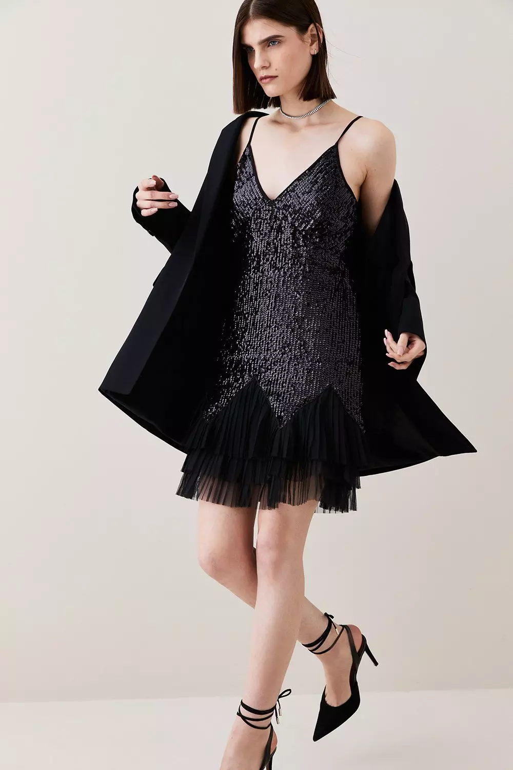 Black sequin tulle store dress