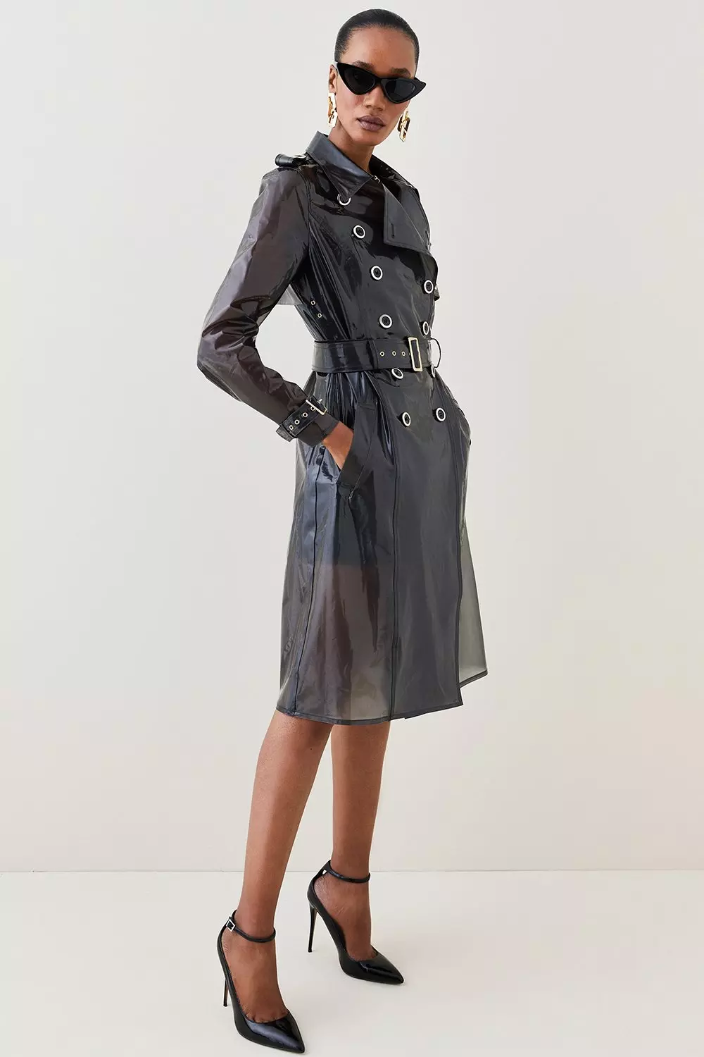 praktisk Skulle Fange 18.01 Pvc Trench Coat | Karen Millen