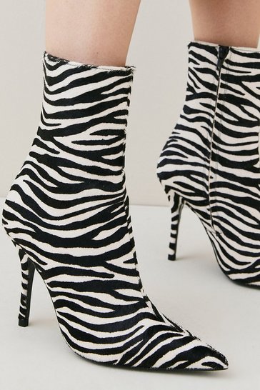 Requirements Continuous order Leather Zebra Heeled Ankle Boot | Karen Millen