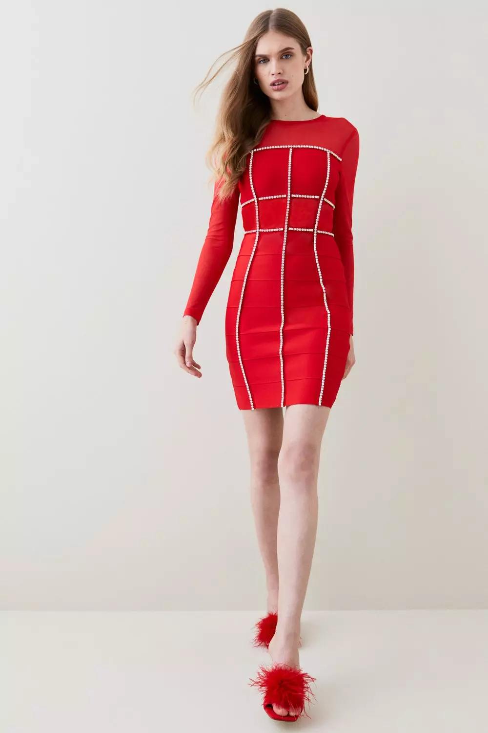 Karen millen mesh sleeve bodycon clearance dress