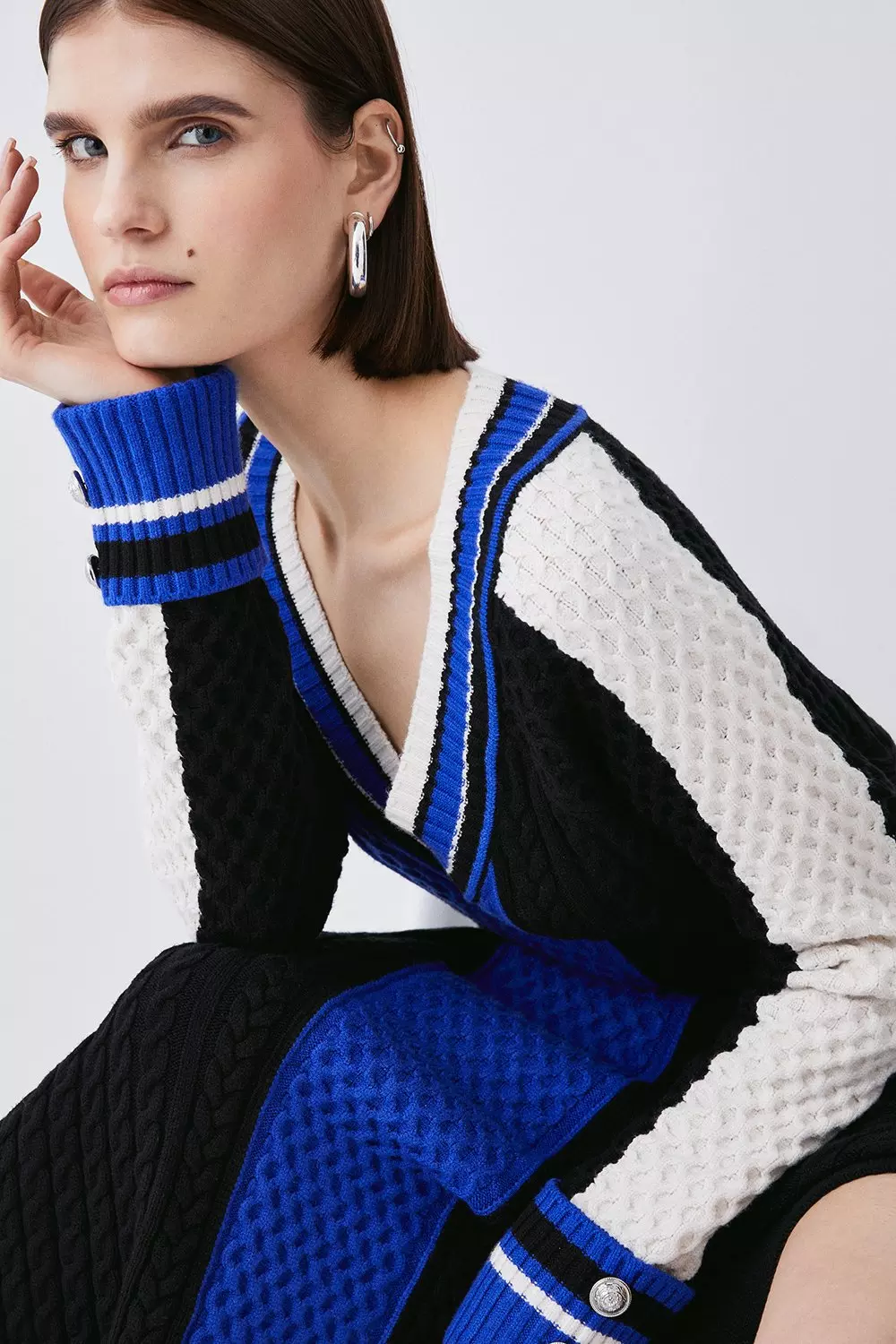 Colour block knitted dress sales