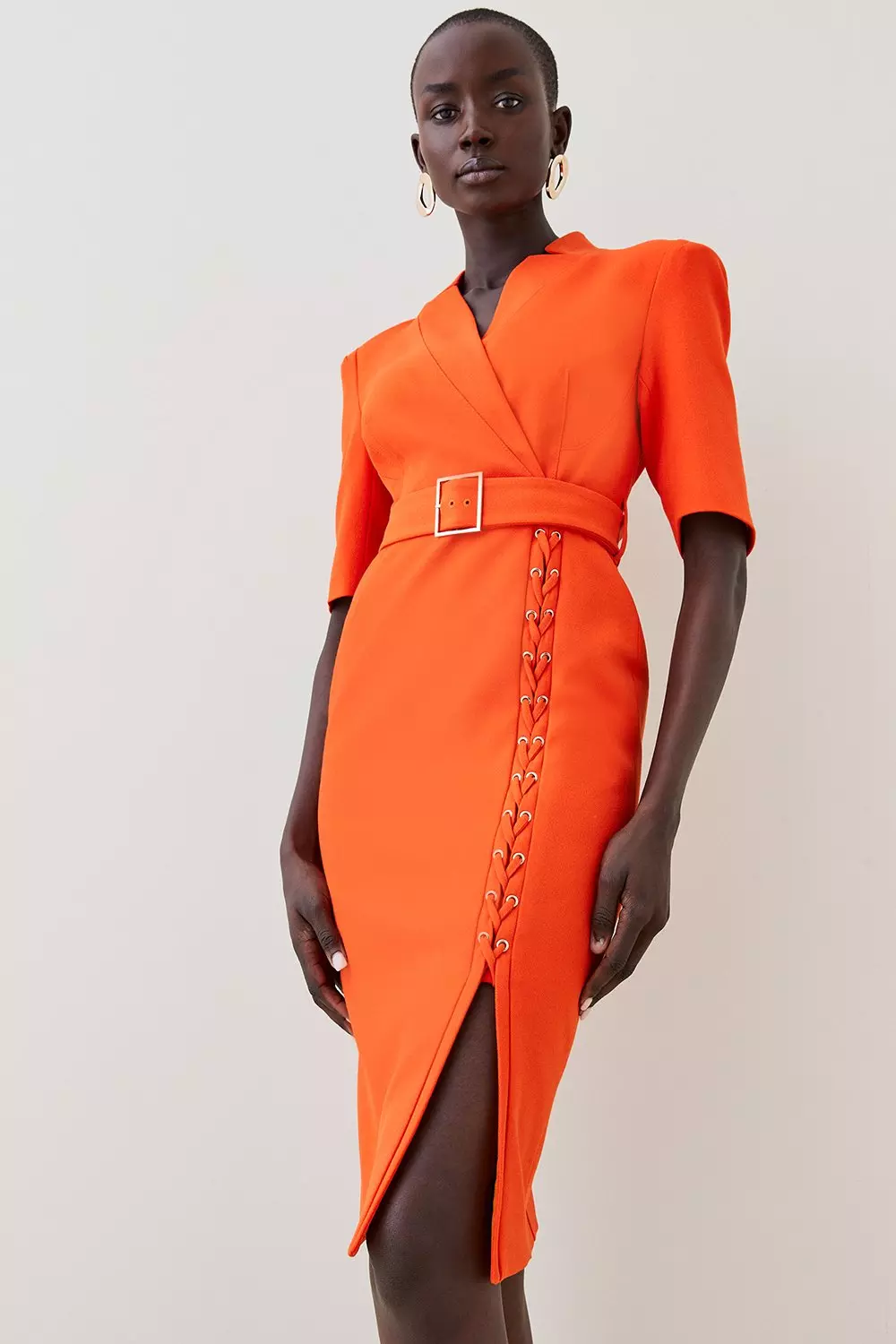 Karen millen 2024 orange midi dress