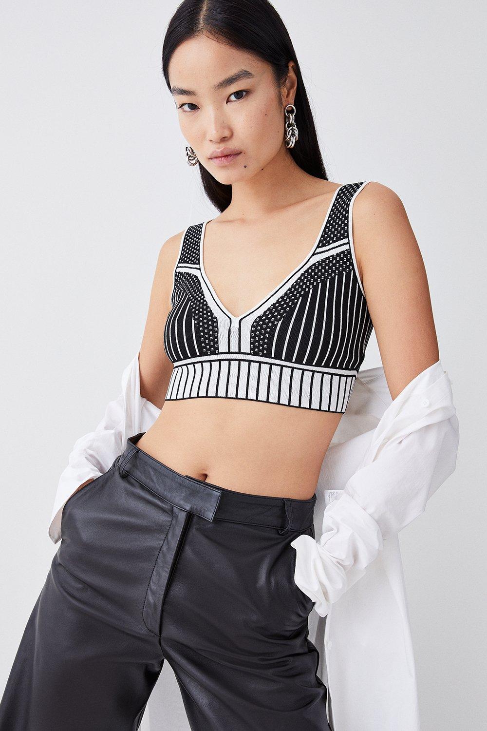 Pop Monogram Damier Knit Sporty Crop Top - Women - Ready-to-Wear