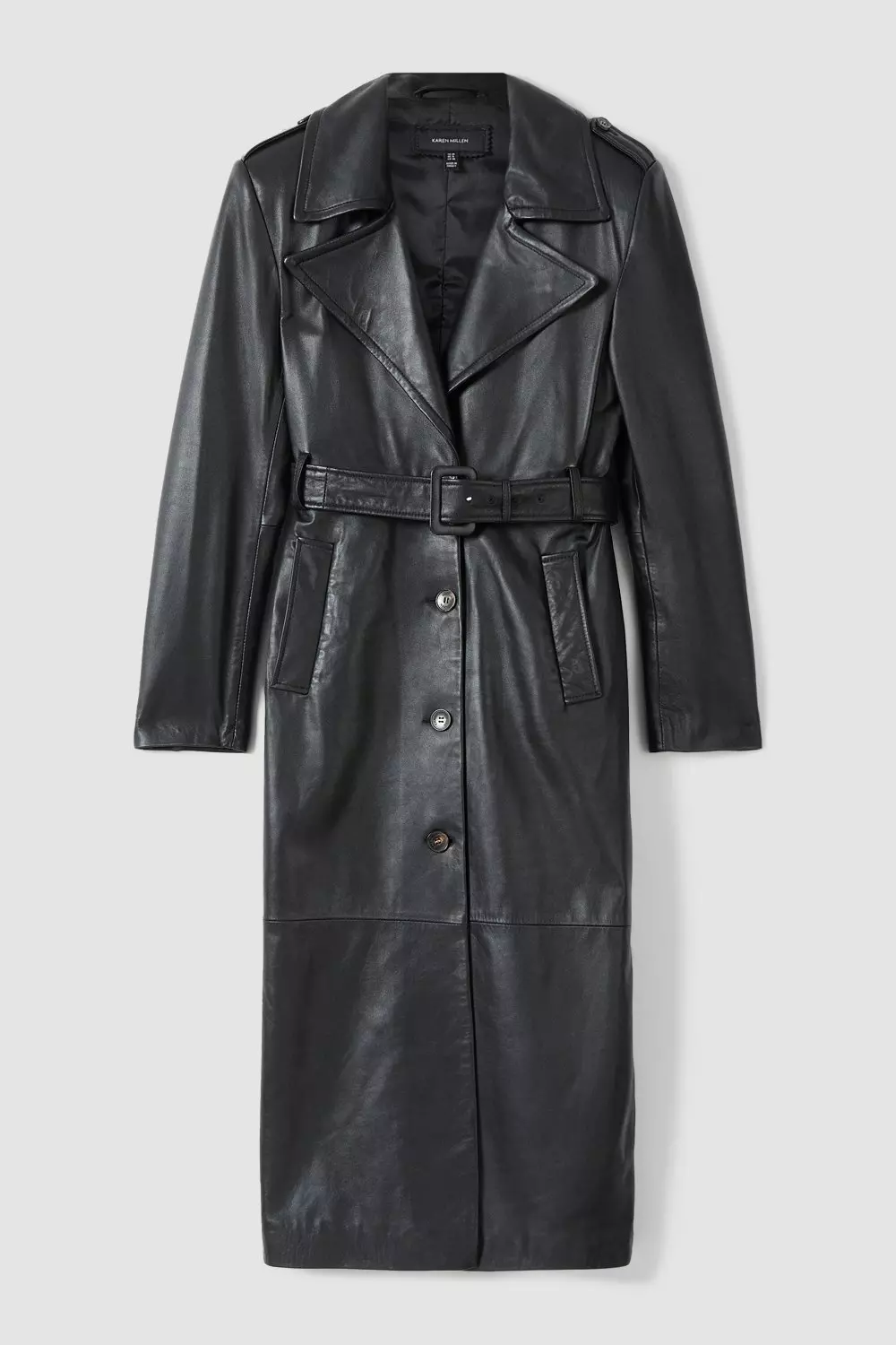 Italian Manteco Wool Blend Double Breasted Belted High Low Trench Coat |  Karen Millen