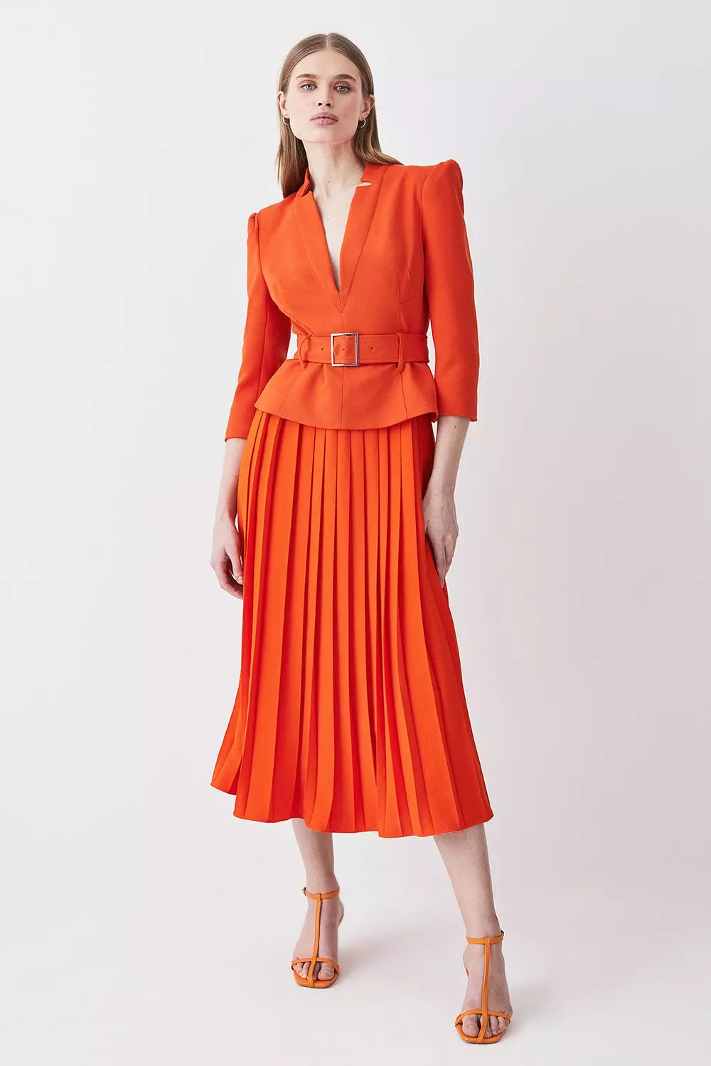 Structured Crepe Forever Soft Pleated Midi Dress