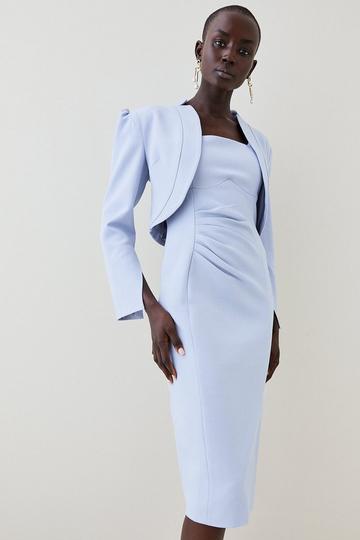 Structured Crepe Forever Crop Tailored Jacket pale blue