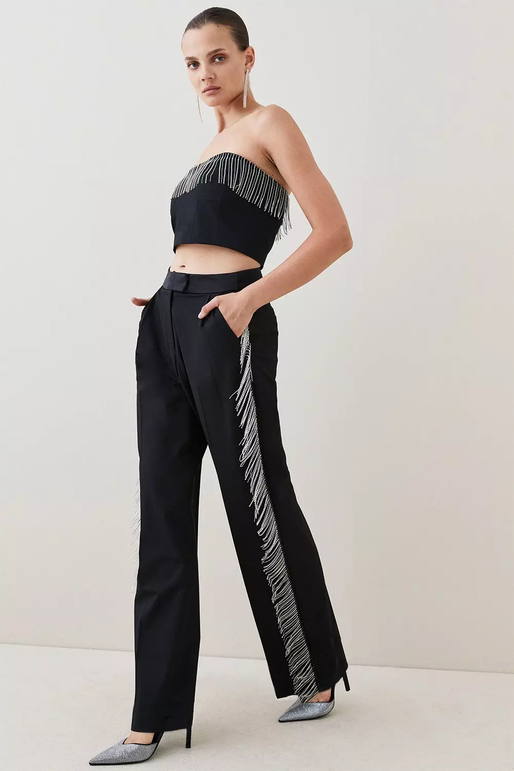 Essential Tailored Cropped Wide Leg Trousers | Karen Millen