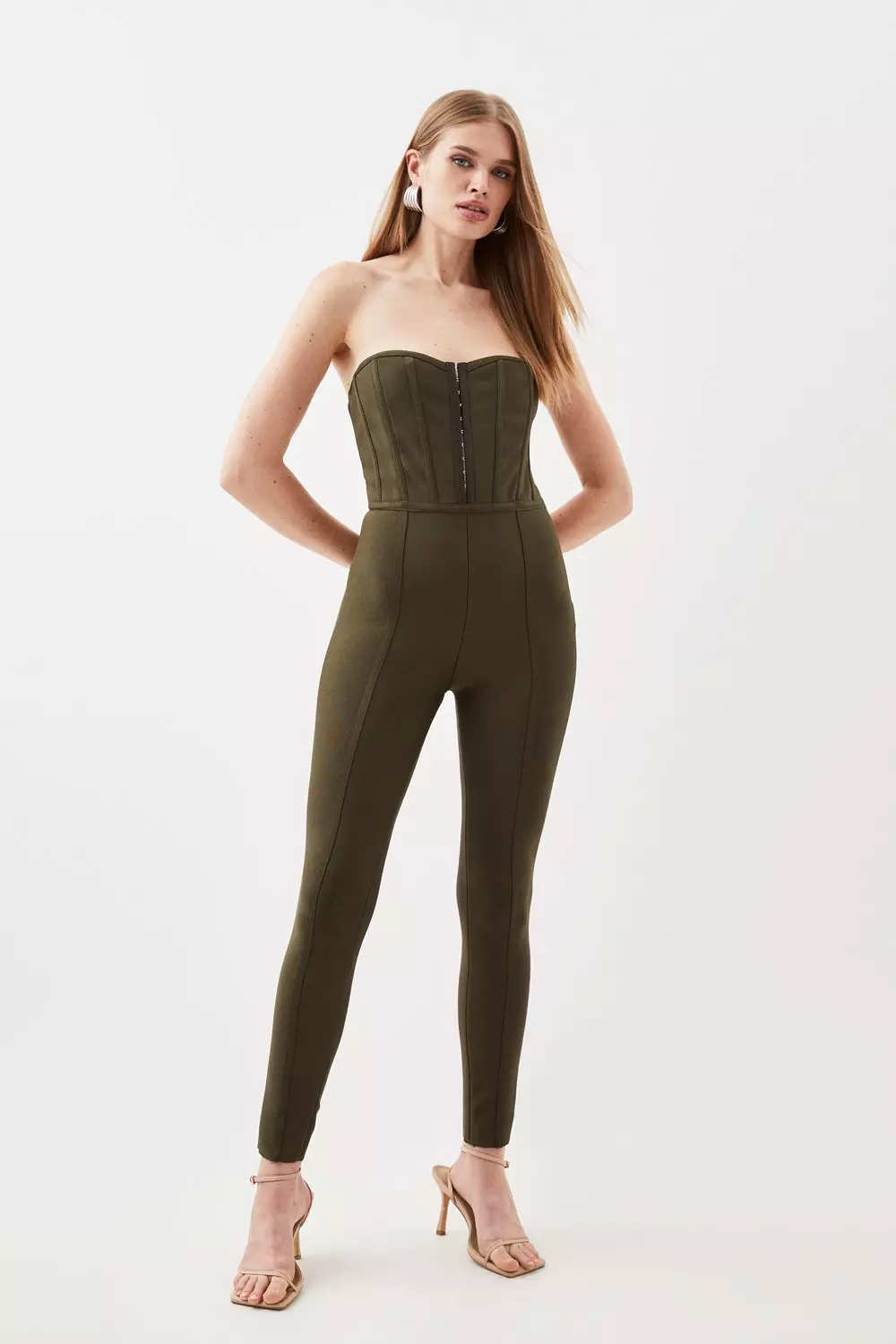 Women's Tall Corset Detail Cargo Straight Leg Jumpsuit