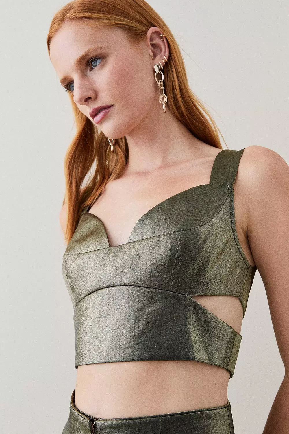 Metallic Corset Crop Top | Karen Millen