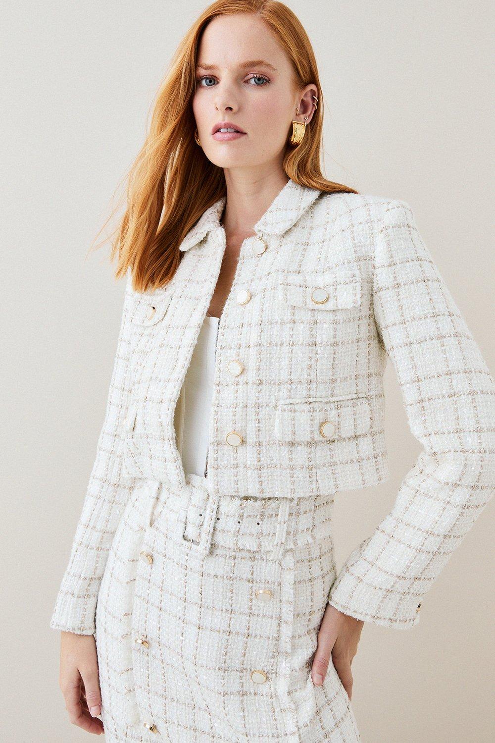 Tweed Button Front Trophy Jacket