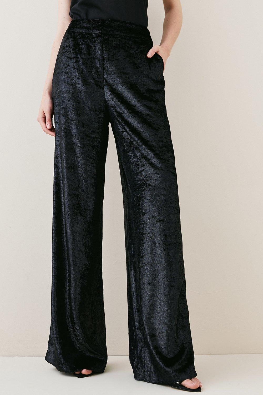 crushed velvet wide leg pants