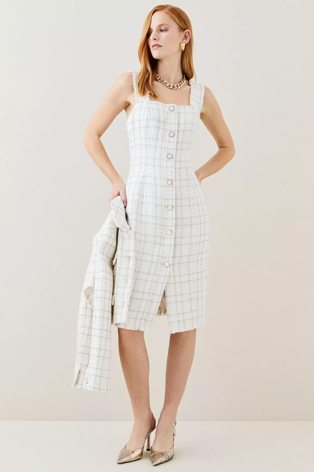 Tweed cheap dress midi