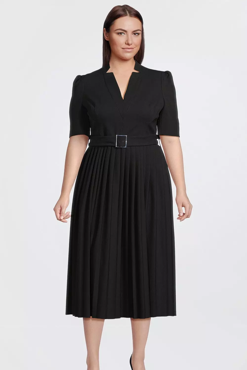 Size Structured Crepe Pleat Dress Karen Millen