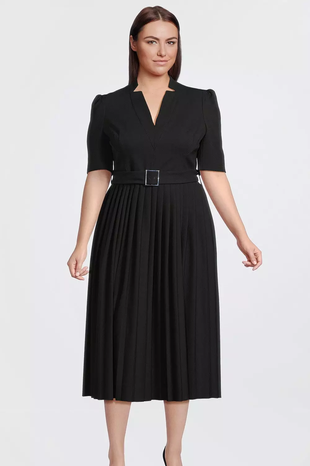 Plus Size Structured Crepe Forever Pleat Dress Karen Millen