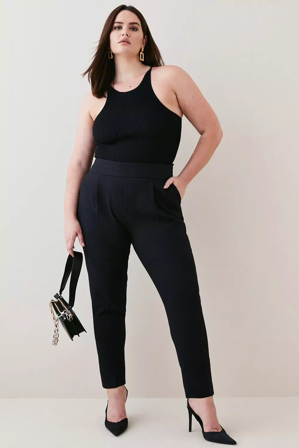 Plus Size Compact Stretch Slim Leg Pants | Karen Millen