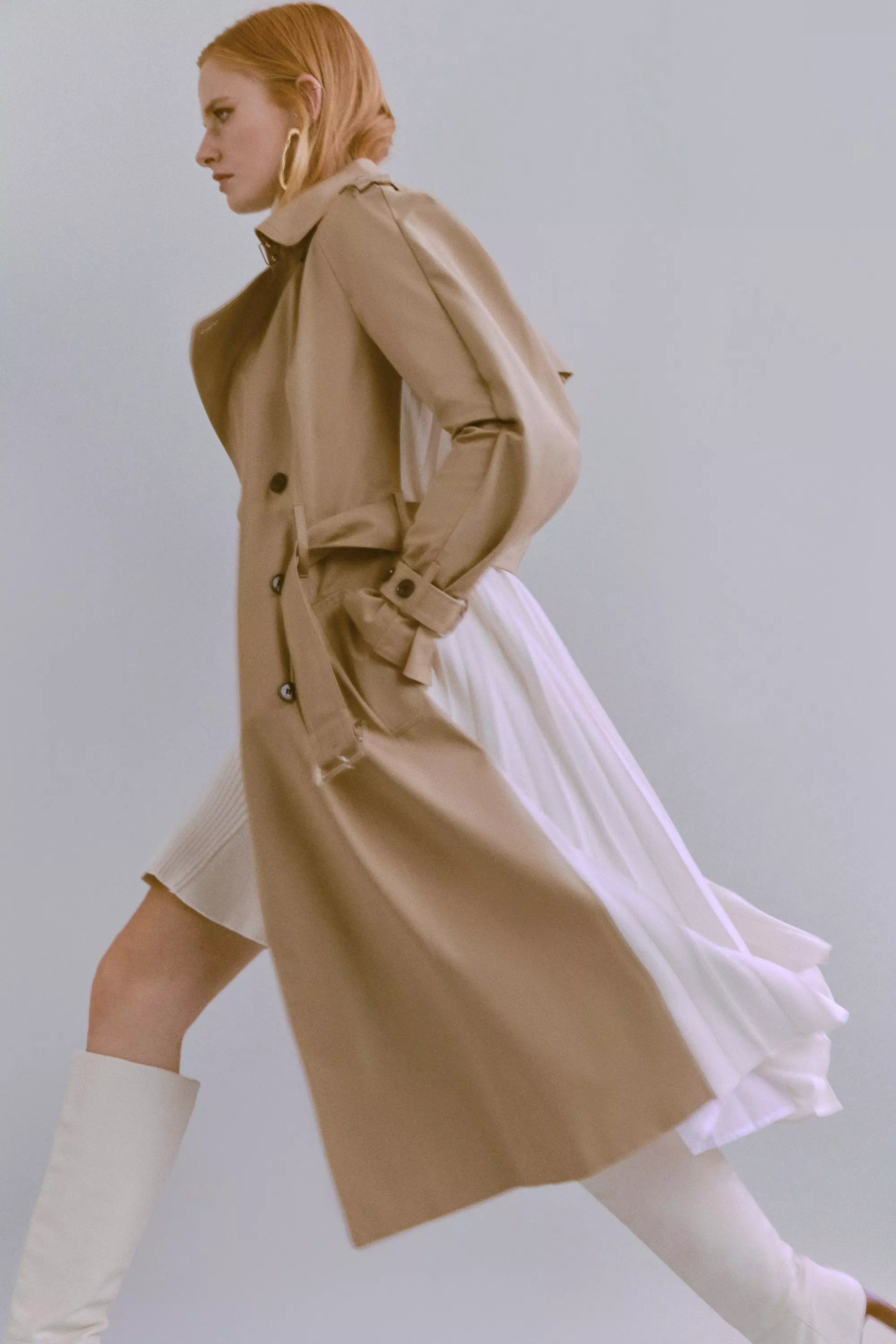 Pleated skirt trench coat sale