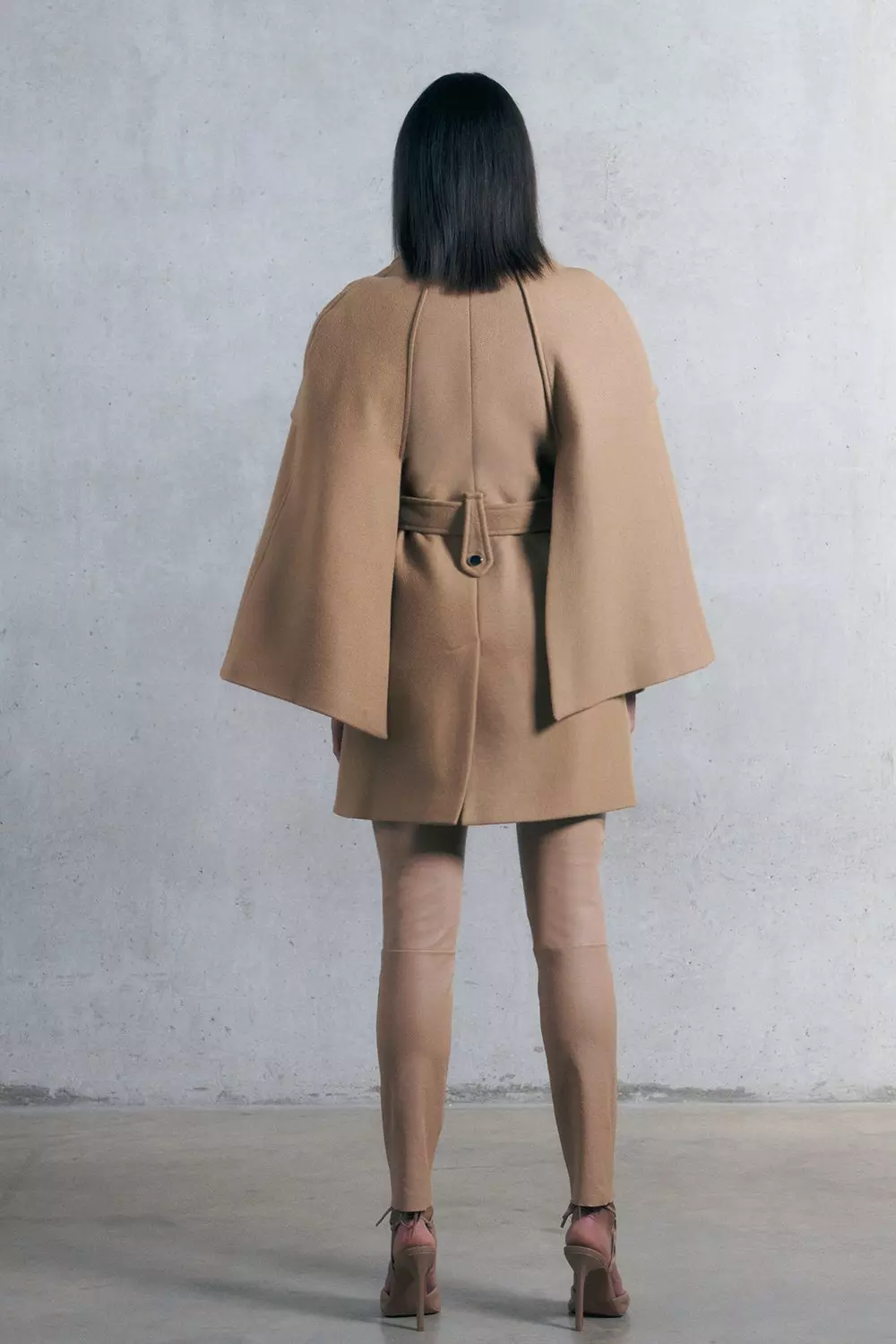 18.01 Italian Wool Cashmere Whipstitch Cape Coat