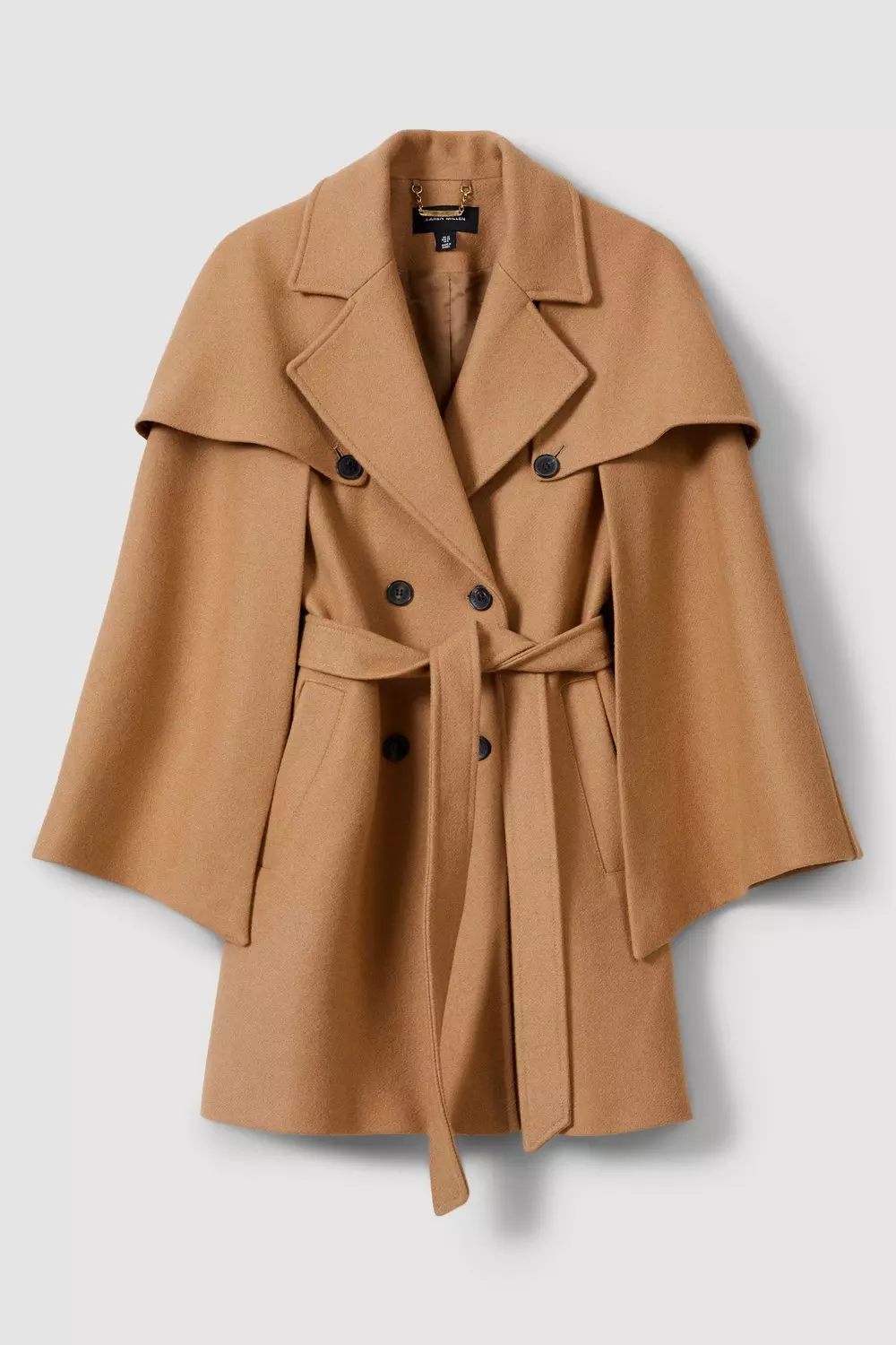 Italian Virgin Wool Cape Sleeve Short Coat | Karen Millen