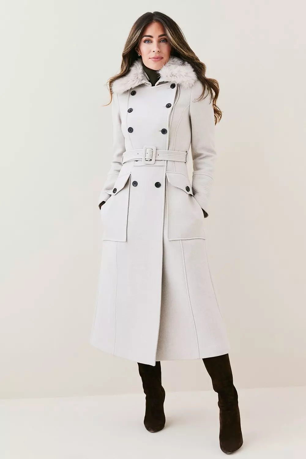 Karen millen longline outlet faux fur coat