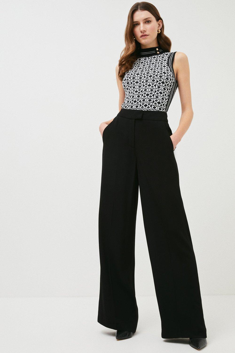 V by Very Petite Wide Leg Trouser - Black